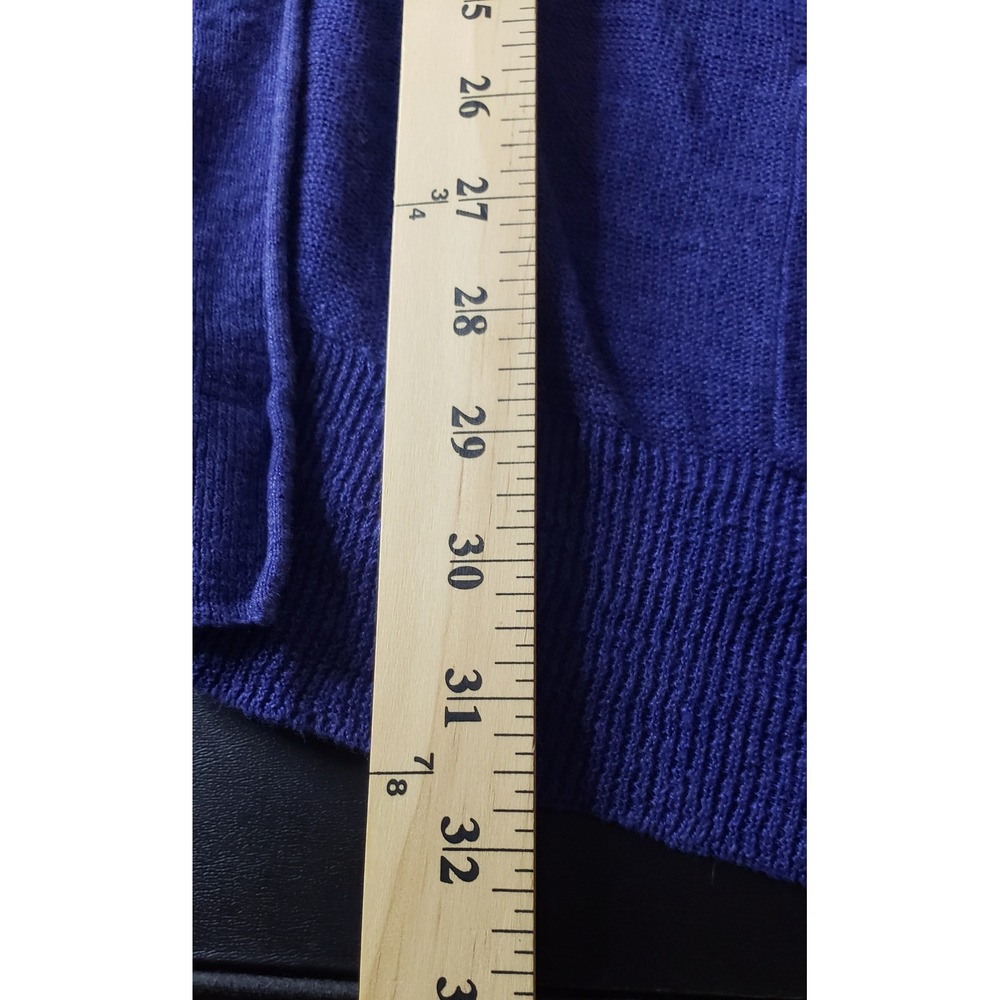 Eileen Fisher Navy Blue 100% Linen Longline V-Neck Button Cardigan Sweater L - Picture 10 of 10